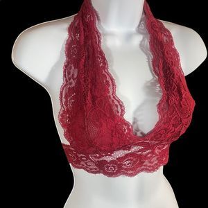 Red Lace Halter Bralette